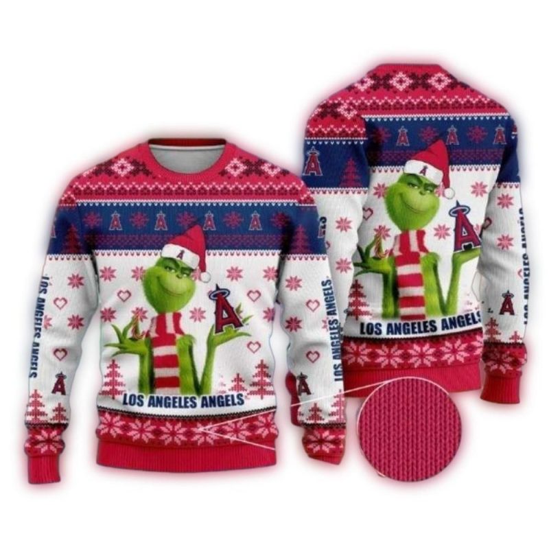 Grinch Hold Logo Los Angeles Angels Christmas Ugly Sweater 1