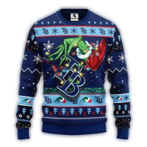 Grinch Hold Logo Tampa Bay Rays Ugly Christmas Sweater For Holiday Cheer