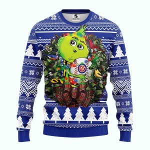 Grinch Hug Chicago Cubs Merry Christmas Ugly Sweater