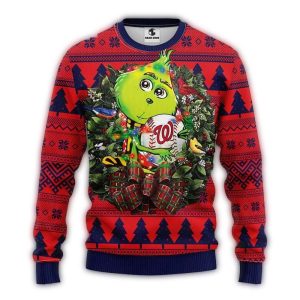 Washington Nationals Grinch Hug Logo Ugly Sweater For Holiday Cheer