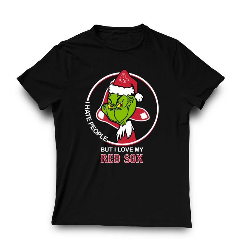 Grinch I Hate People, Love My Boston Red Sox T-Shirt for Fans - Image 3