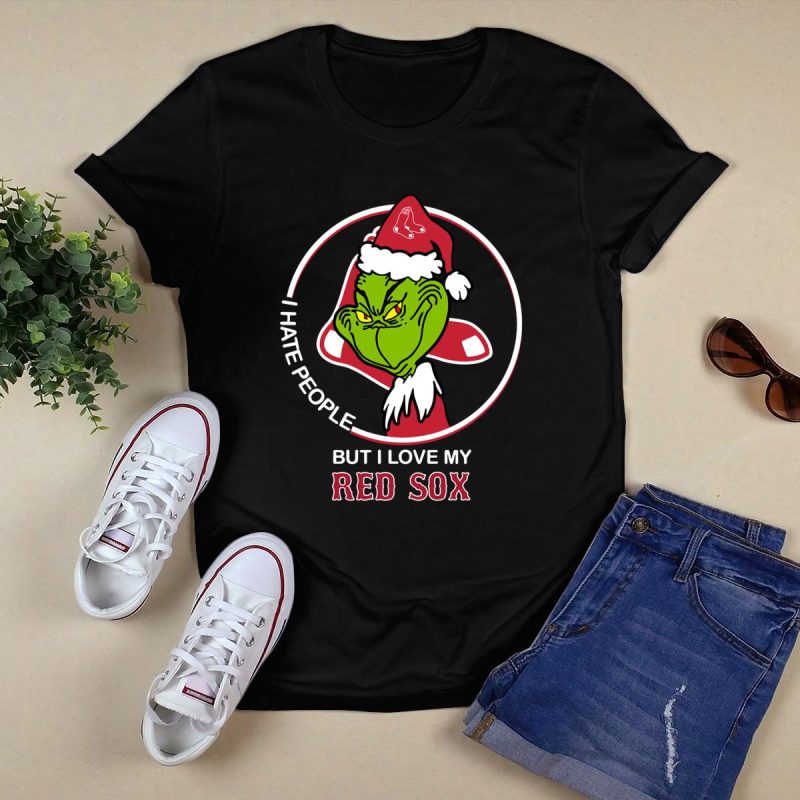 Grinch I Hate People, Love My Boston Red Sox T-Shirt for Fans - Image 5