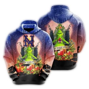Grinch King Christmas New York Mets All-Over Print Hoodie For Fans