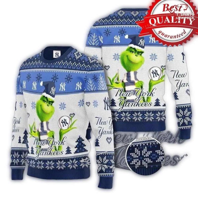 Grinch New York Yankees 3D Ugly Christmas Sweater 1