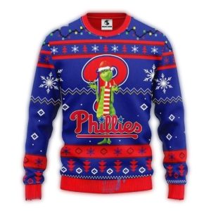 Grinch Philadelphia Phillies Christmas Ugly Sweatshirt for Holiday Fun