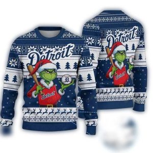 Grinch Baseball Detroit Tigers Ugly Sweater For Holiday Fun