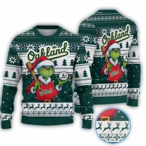 Grinch Baseball Christmas Sweatshirt For Oakland Athletics Fans