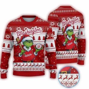 Grinch Baseball Washington Nationals Ugly Christmas Sweater
