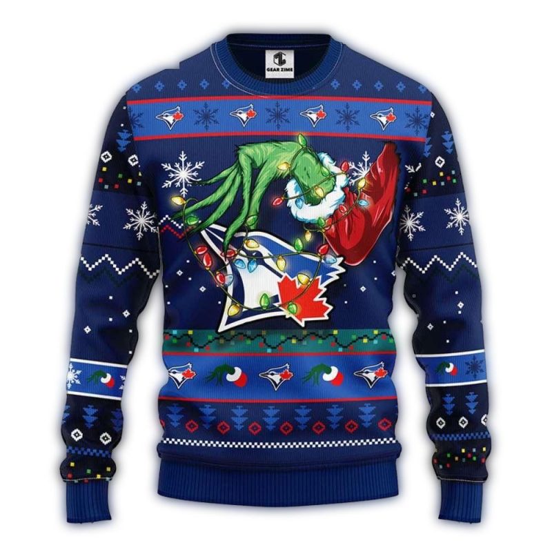Grinch Stealing Christmas Lights Toronto Blue Jays Ugly Sweater 1