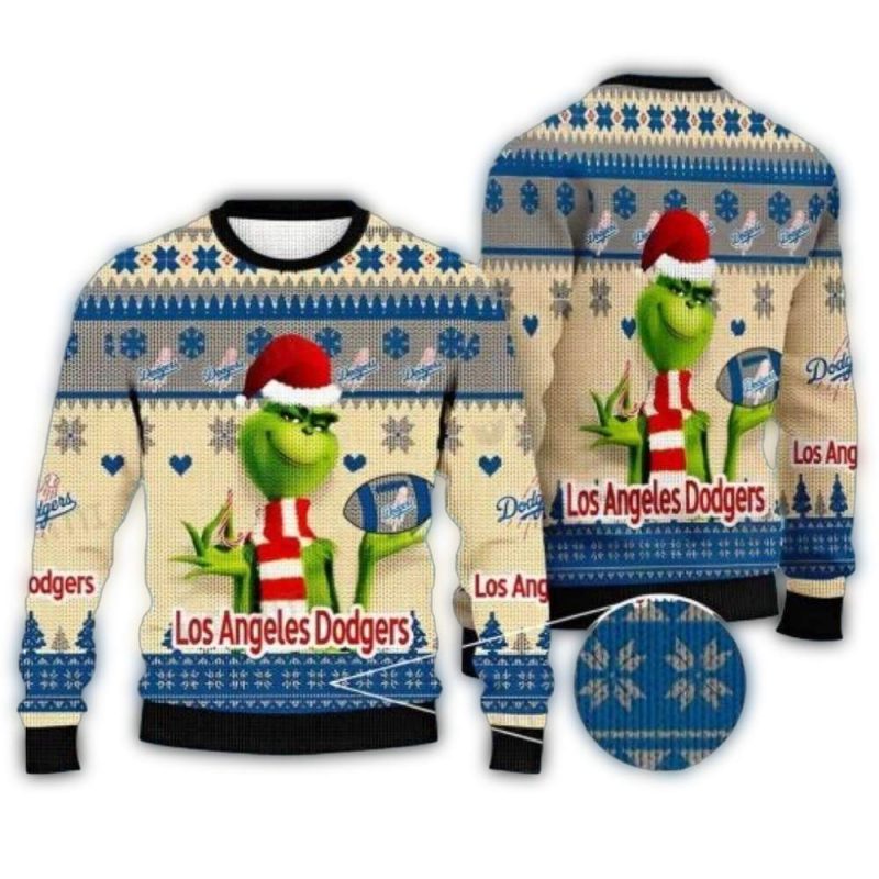 Los Angeles Dodgers Grinch Christmas Ugly Sweater for Holiday Cheer