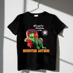 Houston Astros Grinch & Dog Christmas T-Shirt - All I Want For Christmas