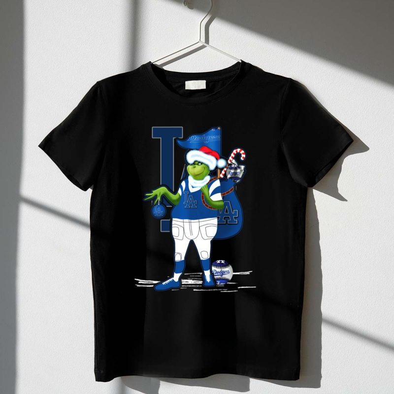 Grinchxmas Los Angeles Dodgers Santa Sack Baseball Holiday Edition T Shirt.jpeg t shirt 1 1