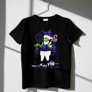 New York Yankees Grinch Holiday T-Shirt With Santa & Candy Cane Design