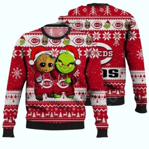 Groot And Grinch Cincinnati Reds Ugly Sweater