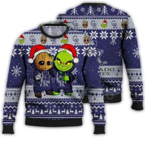 Groot & Grinch Friends Christmas Colorado Rockies Ugly Sweater