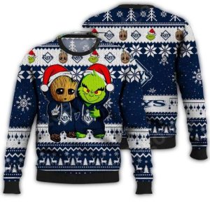 Groot And Grinch Tampa Bay Rays Ugly Christmas Sweater For Fans