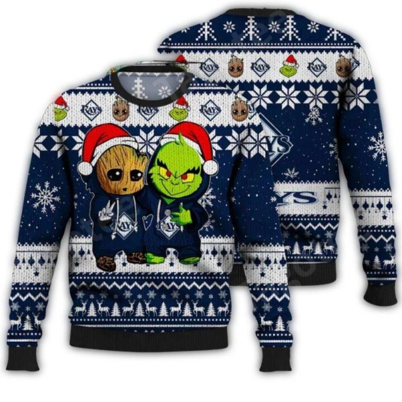 Groot And Grinch Tampa Bay Rays Ugly Xmas Sweater 1