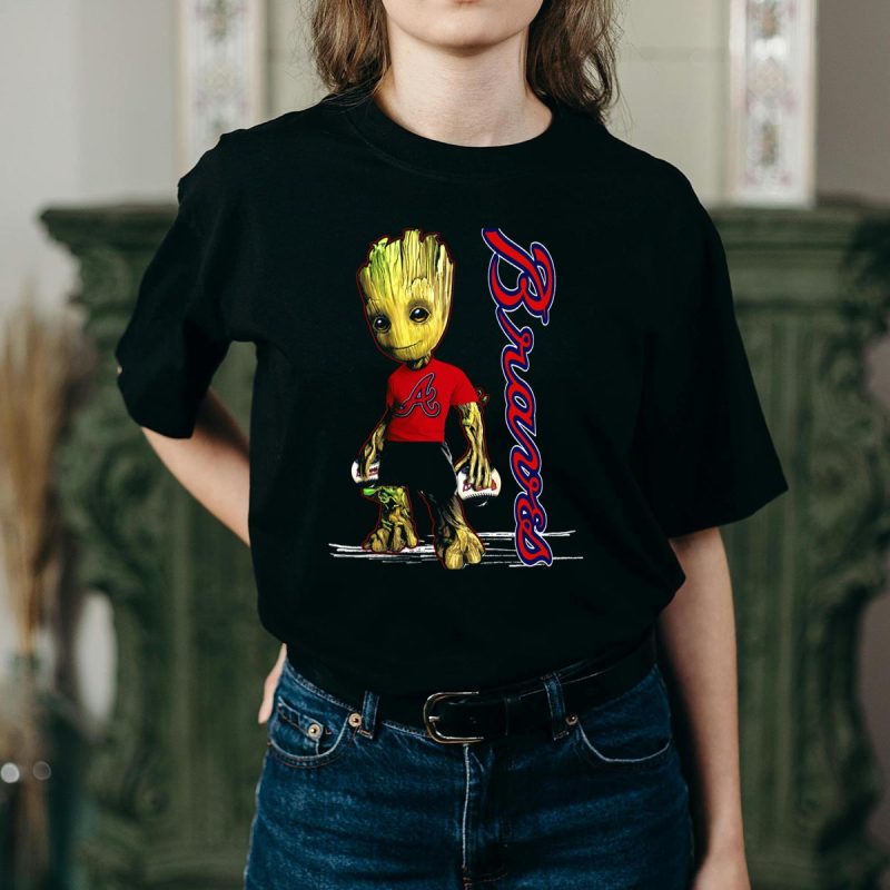 Groot Atlanta Braves Baseball Team Character T-Shirt For Fans - Image 2