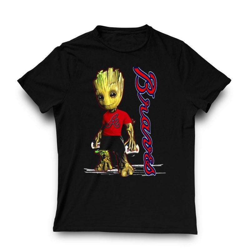 Groot Atlanta Braves Baseball Team Character T-Shirt For Fans - Image 3