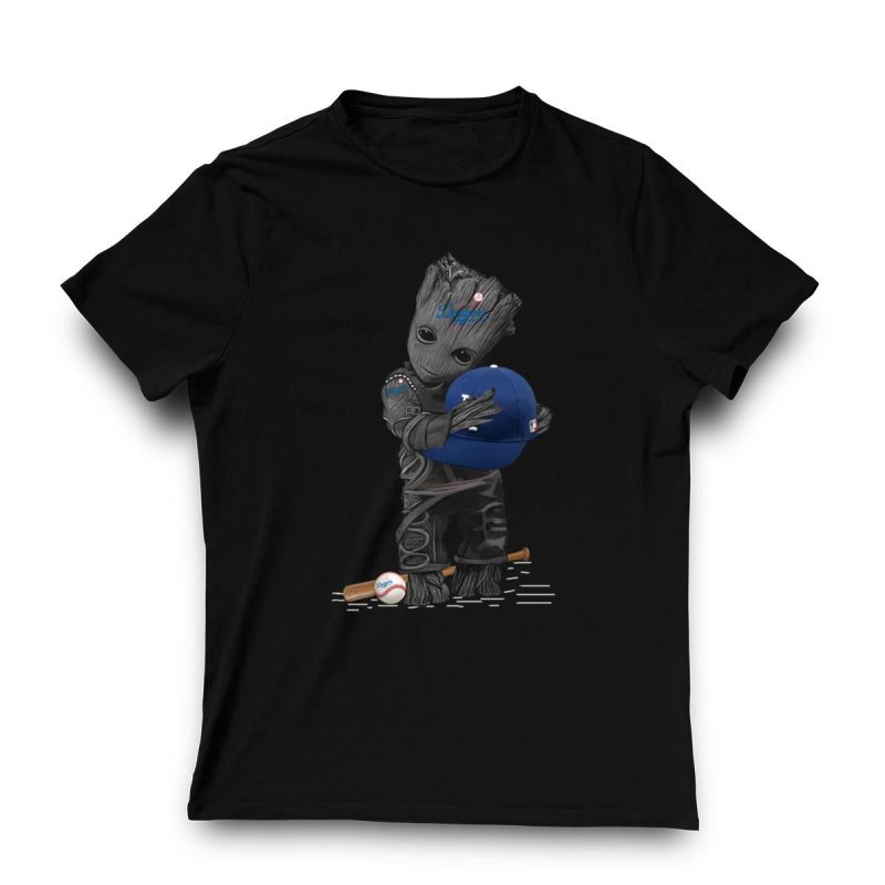 Groot Hug Los Angeles Dodgers Baseball T-Shirt for Fans and Collectors - Image 3