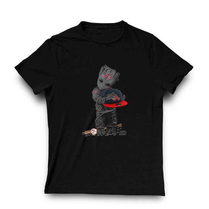 Groot Hug Atlanta Braves Baseball T-Shirt For Fans And Collectors - Image 3