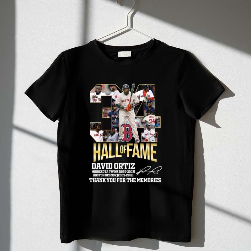 David Ortiz Hall of Fame Signature Thank You for the Memories T-Shirt