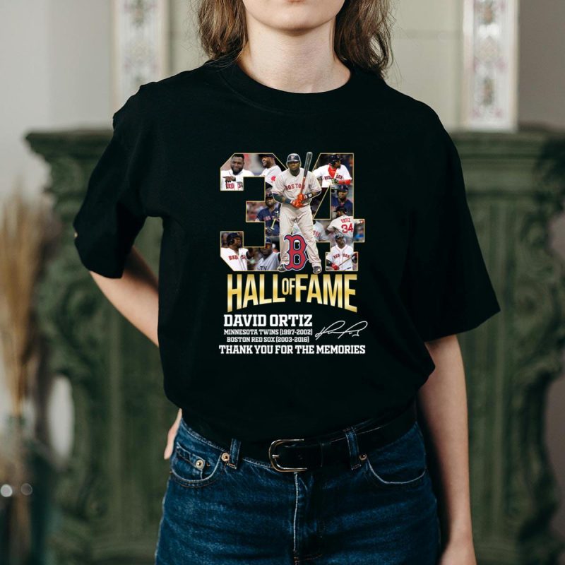 David Ortiz Hall of Fame Signature Thank You for the Memories T-Shirt - Image 2