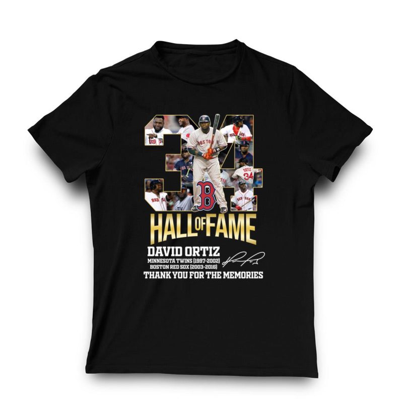David Ortiz Hall of Fame Signature Thank You for the Memories T-Shirt - Image 3