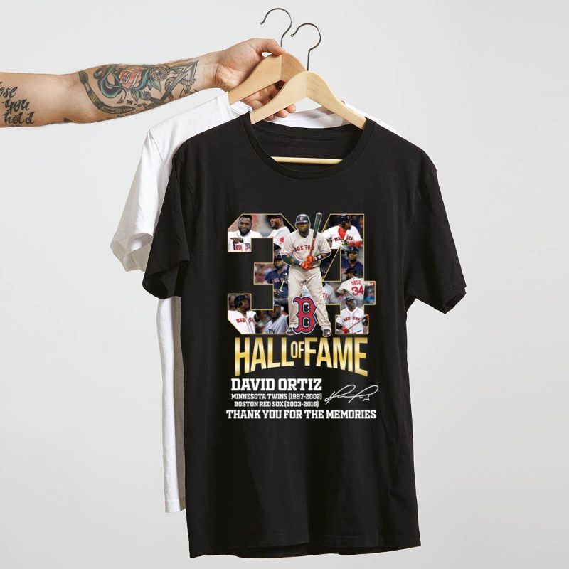 David Ortiz Hall of Fame Signature Thank You for the Memories T-Shirt - Image 4
