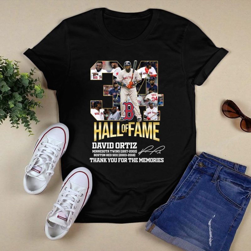 David Ortiz Hall of Fame Signature Thank You for the Memories T-Shirt - Image 5
