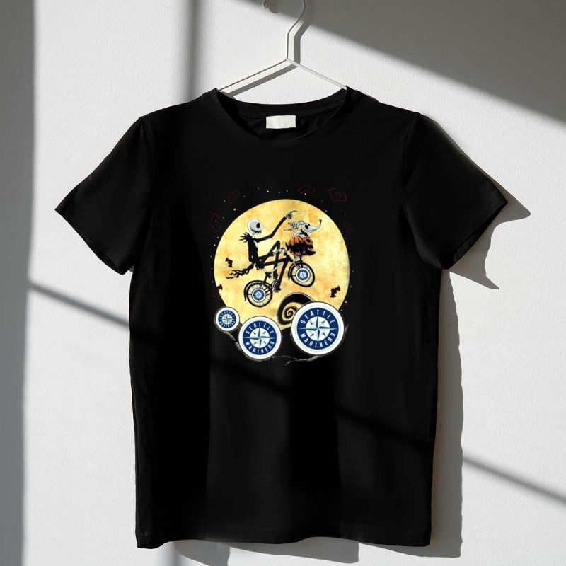 Halloween Seattle Mariners Night Ride with Pumpkin and Bat Path T Shirt t shirt 1 1