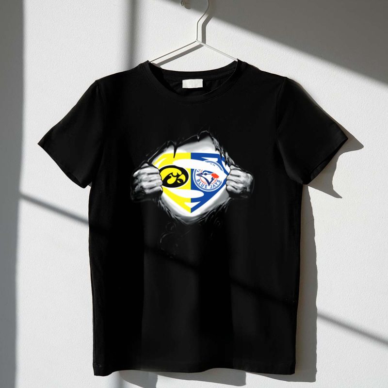 Hawkeyes Blue Jays Superman Logo Crossover T Shirt t shirt 1 1