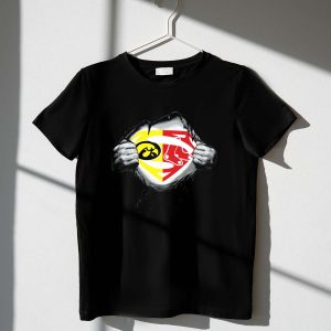 Superman Logo Fusion T-Shirt For Hawkeyes Iowa & Boston Red Sox Fans