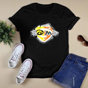 Miami Marlins Superman Logo Hybrid T-Shirt For Hawkeyes Fans