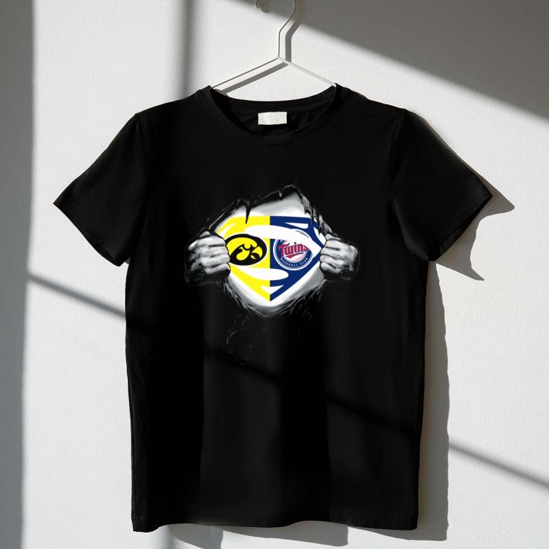 Hawkeyes Minnesota Twins Superman Hybrid T Shirt t shirt 1 1