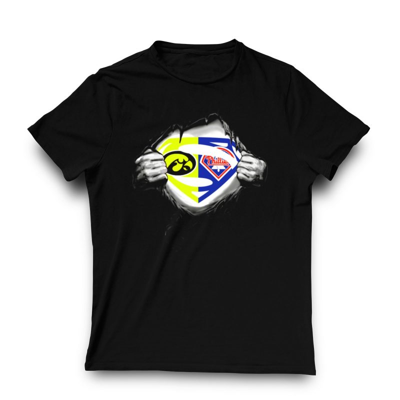 Superman Logo Fusion T-Shirt - Philadelphia Phillies Hawkeyes Fan Apparel - Image 3