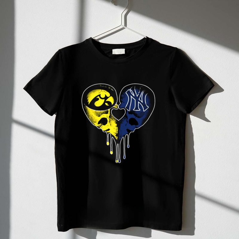 Hawkeyes Yankees Skull Heart Fusion T Shirt t shirt 1 1