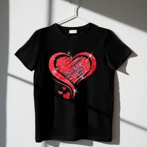 Sparkling Glitter Heart Diamond Atlanta Braves T-Shirt For Fans