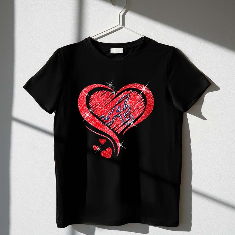 Sparkling Glitter Heart Diamond Atlanta Braves T-Shirt For Fans
