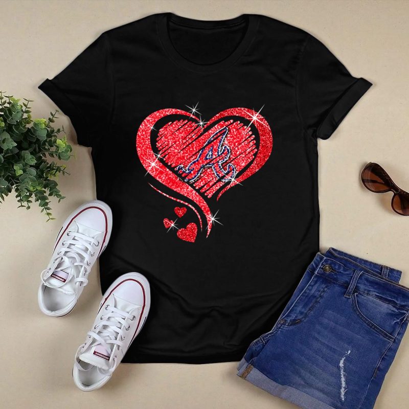 Sparkling Glitter Heart Diamond Atlanta Braves T-Shirt For Fans - Image 5