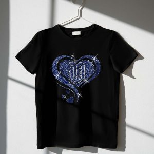 Sparkling Heart Diamond Detroit Tigers Fan T-Shirt - Perfect Gift For Supporters