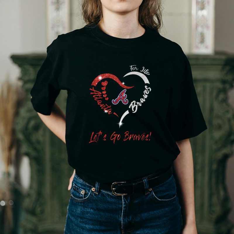 Atlanta Braves Heart Diamond T-Shirt - Let'S Go Braves! - Image 2