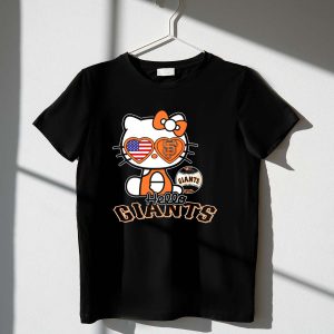 Hello Kitty San Francisco Giants American Flag Baseball T-Shirt For Fans