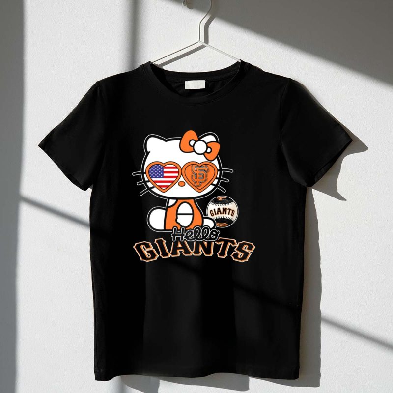 Hello Kitty San Francisco Giants American Flag Baseball T Shirt t shirt 1 1