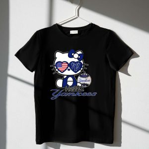 Hello Kitty Yankees American Flag Baseball T-Shirt For Fans
