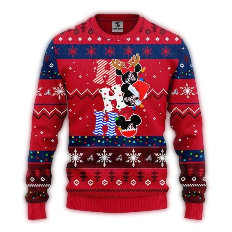 Ho Ho Ho Atlanta Braves Mickey Christmas Sweater 1
