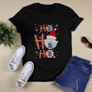 Santa Candy Cane Snowflakes Christmas T-Shirt - San Diego Padres Design