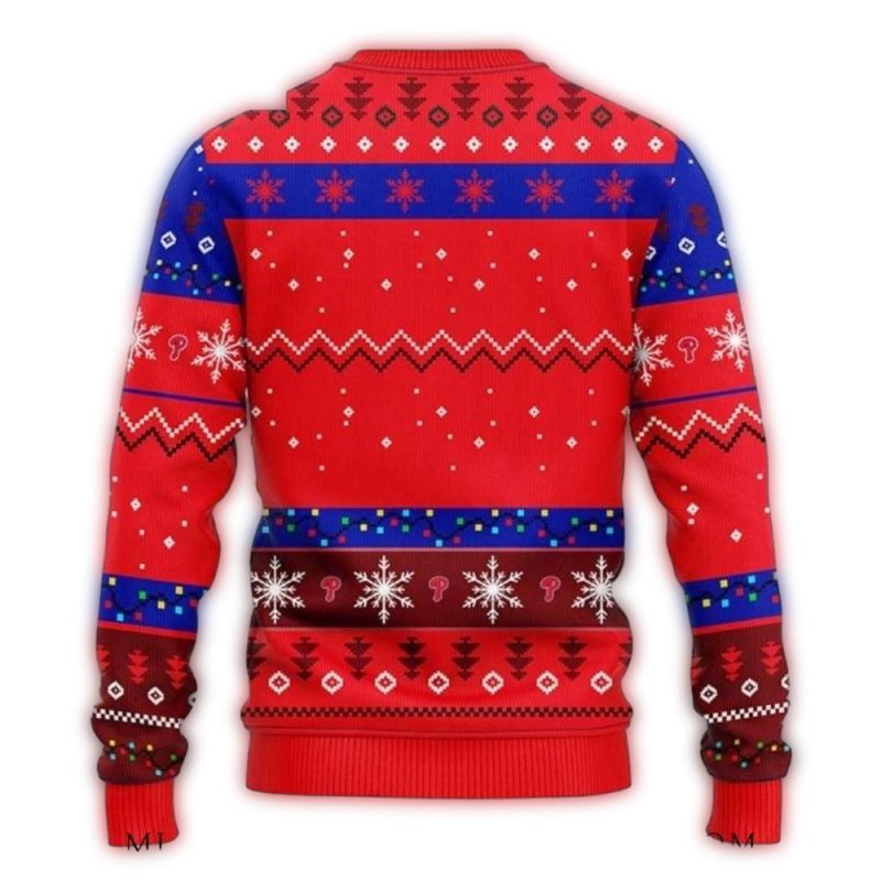 Mickey Reindeer Ho Ho Ho Philadelphia Phillies Ugly Christmas Sweater - Image 2