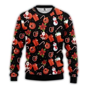 Baltimore Orioles Christmas Ugly Sweater With Holiday Icons Design