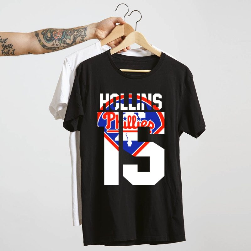 Vintage 1993 Philadelphia Phillies Hollins 15 Baseball T-Shirt - Image 4